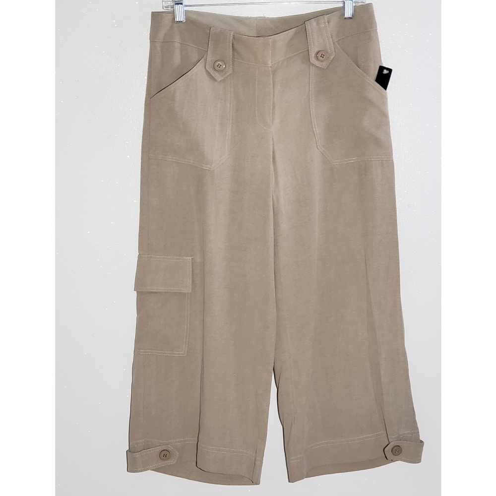 S&D Womens Gauchos Pants Beige Mid Rise Cargo